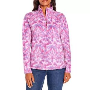 Women's Eddie Bauer Quarter Zip Polar Fleece Rose Ikat Marble M